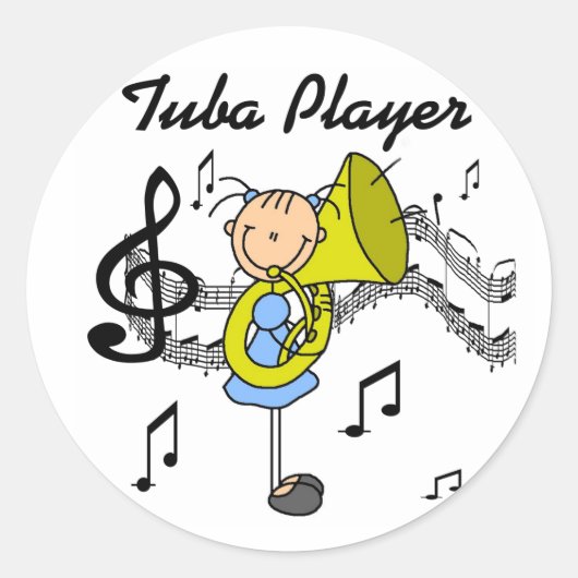 Tuba Speler Stickers Sticker (Voorkant)