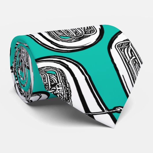 Tuba-Stropdas met Abstract patroon in Dark Turquoi Stropdas (Opgerold)