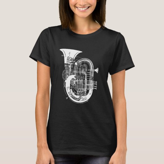 Tuba Tekening Messing Instrument T-shirt (Voorkant)