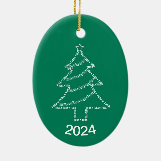Tuba-tekstkerstboom Keramisch Ornament (Achterkant)