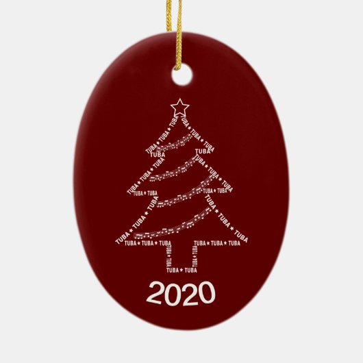 Tuba-tekstkerstboom Keramisch Ornament (Achterkant)
