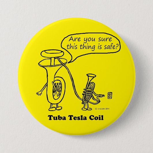 Tuba Tesla Coil Pinback Button (Voorkant)