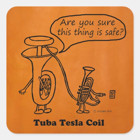 Tuba Tesla Coil Square Sticker (Voorkant)