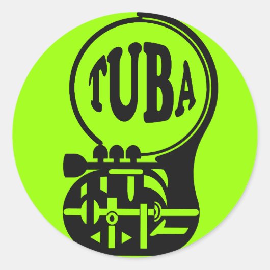 TUBA, Tuba Player Ronde Sticker (Voorkant)
