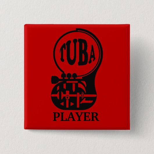 TUBA, Tuba Player Vierkante Button 5,1 Cm (Voorkant)