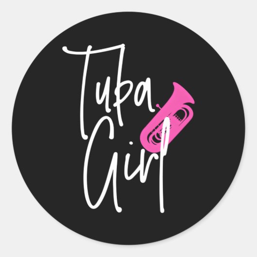 Tuba Tuba Speler Messing Muziek Marching Band Tubi Ronde Sticker (Voorkant)