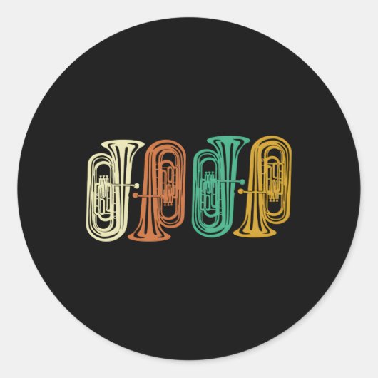 Tuba Tubist Muziek Tuba Speler Marching Band Tuba Ronde Sticker (Voorkant)