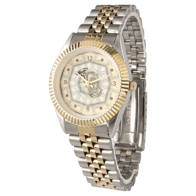 Tuba ~ Vreemd Muzikaal Ontwerp ~ Uniek ~ Horloge (Gekanteld)