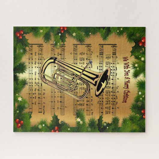 Tuba~ "Wij wensen u een prettig kerstfeest" ~ Legpuzzel (Horizontaal)