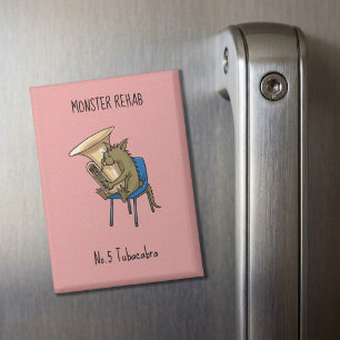 Tubacabra Tuba Speler Chupacabra Woordspeling Kuns Magneet