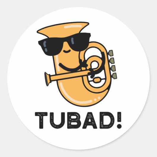 Tubad Funny Music Tuba Pun Ronde Sticker (Voorkant)