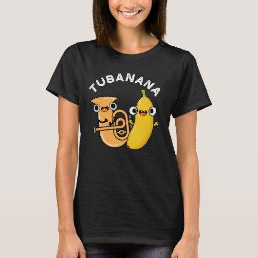 Tubanana Funny Tuba Banana Pun Dark BG T-shirt (Voorkant)