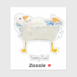 Tubby Time! Duck relaxing in a web footed tub Sticker