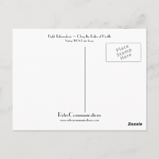 Tuberculose bestrijden ~ Obey the Rules of Health Briefkaart (Achterkant)