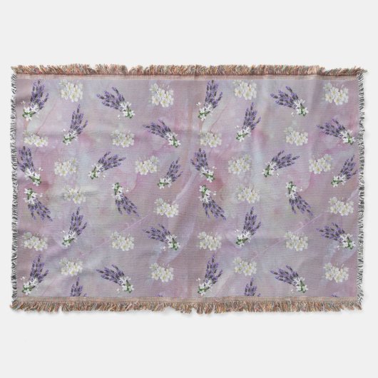 Tuberose en lavender Bloomen op Rozen bladen Deken (Voorkant)