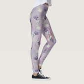 Tuberose en lavender Bloomen op Rozen bladen Leggings (Rechts)