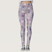 Tuberose en lavender Bloomen op Rozen bladen Leggings (Voorkant)