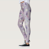 Tuberose en lavender Bloomen op Rozen bladen Leggings (Links)