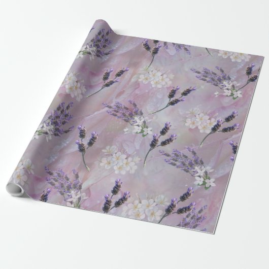 Tuberose en lavender Blooms Cadeaupapier (Uitgerold)