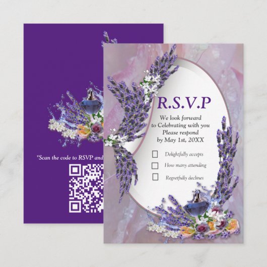 Tuberose en lavender Blooms RSVP Kaartje (Voorkant / Achterkant)