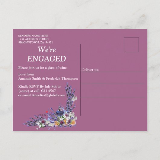 Tuberose en lavender Blooms Uitnodiging Briefkaart (Achterkant)