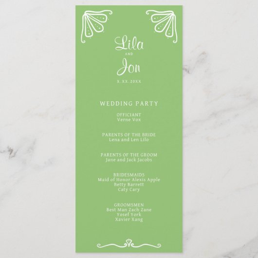 Tuberose gepersonaliseerd trouwprogramma programmakaart (Achterkant)