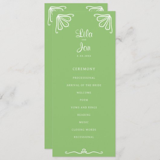 Tuberose gepersonaliseerd trouwprogramma programmakaart (Voorkant / Achterkant)