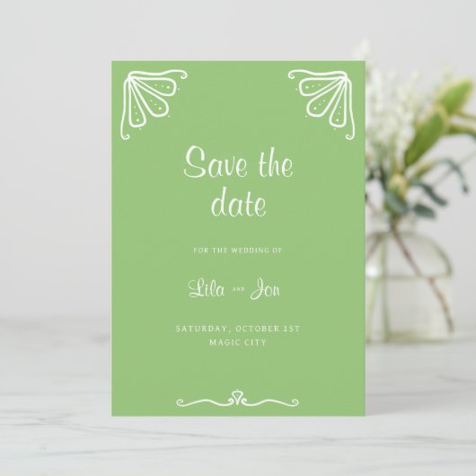 Tuberose gepersonaliseerde bruiloft Save the Date  (Staand voorkant)