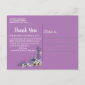 Tuberose & Lavendel Bloemen Dank u Aankondigingskaart (Achterkant)