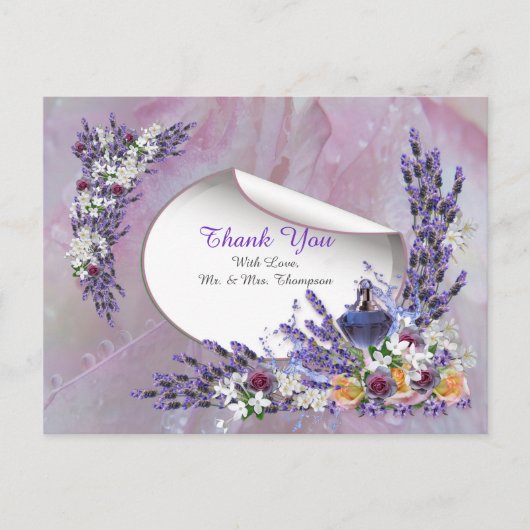 Tuberose & Lavendel Bloemen Dank u Aankondigingskaart (Voorkant)