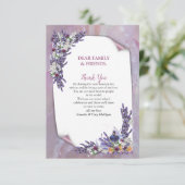 Tuberose & Lavendel Bloemen Dank u kaart (Staand voorkant)