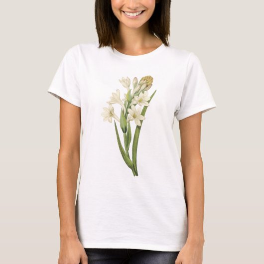 tuberose (Tuberosa sp.) van Redouté T-shirt (Voorkant)