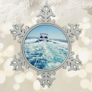 Tubing Achter Snelheid Boot Tin Sneeuwvlok Ornament