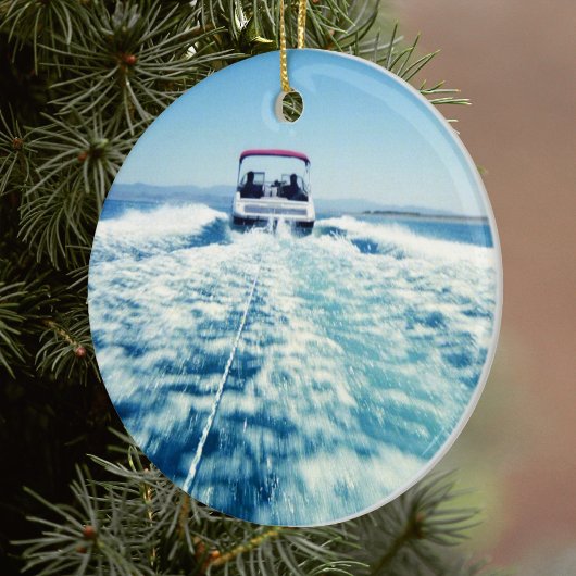 Tubing achter snelheidsboat keramisch ornament