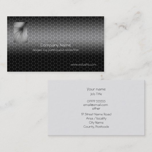 Tubing met metallisch uitziende sjabloon visitekaartje (Voorkant / Achterkant)
