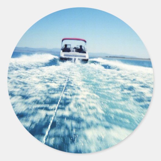 Tubing op het meer van Pyramide Ronde Sticker (Voorkant)