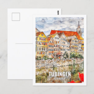 Tubingen Duitsland Beroemde Reisplaats Waterverf Briefkaart