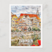 Tubingen Duitsland Beroemde Reisplaats Waterverf Briefkaart (Voorkant)