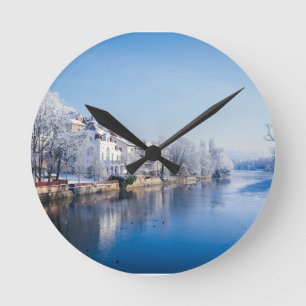 Tübingen, Duitsland na sneeuwval Ronde Klok