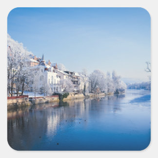 Tübingen, Duitsland na sneeuwval Vierkante Sticker