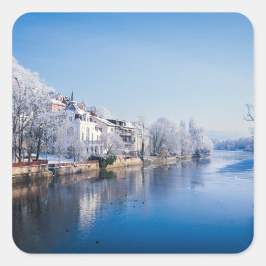 Tübingen, Duitsland na sneeuwval Vierkante Sticker (Voorkant)