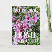 Tubular Pink Flowers Welcome Home Custom Kaart (Voorkant)