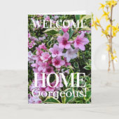 Tubular Pink Flowers Welcome Home Custom Kaart (Gele Bloem)