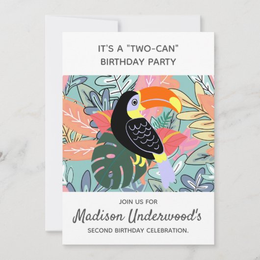 Tucan Second Birthday Oerwoud Topical Summer Thema Kaart (Voorkant)