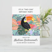 Tucan Second Birthday Oerwoud Topical Summer Thema Kaart (Staand voorkant)