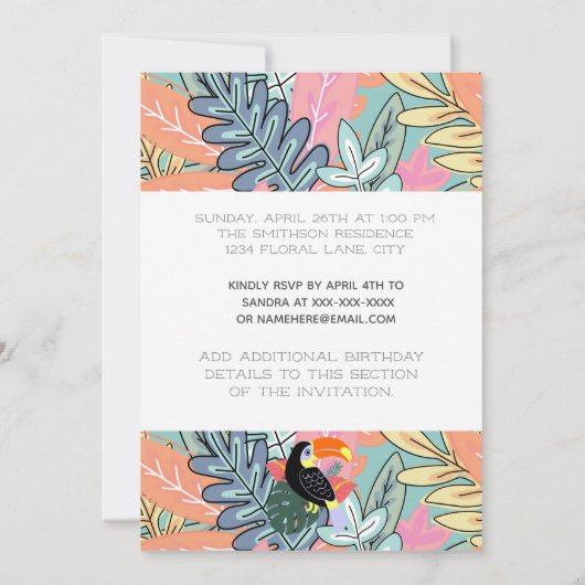 Tucan Second Birthday Oerwoud Topical Summer Thema Kaart (Achterkant)