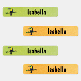 Tucan Vogel Aquarell - 96 schmale Kinder Etiketten Labels