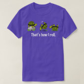 Tuck and Roll Funny Turtle Rolling Graphic T-shirt (Design voorkant)