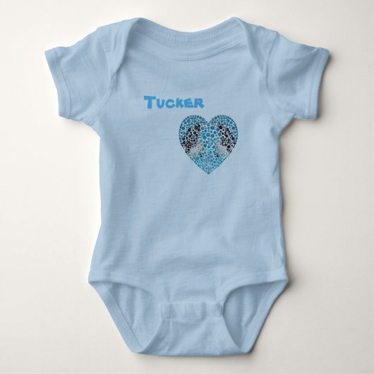 Tucker naam met orka's, baby body romper (Voorkant)