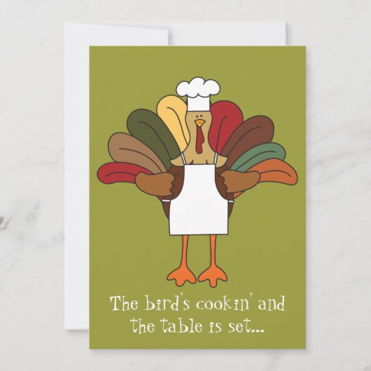 Tucker Turkey Chef Thanksgiving Dinner Invitation Kaart (Voorkant)